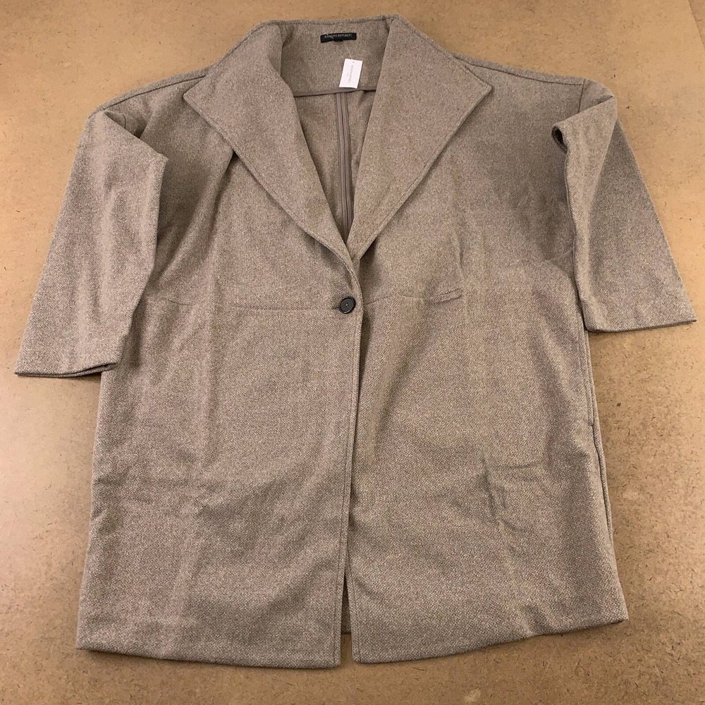Banana Republic Womens Suit Jacket Blazer Brown Marled 3/4 Sleeve Button L New
